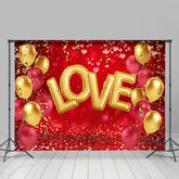 Aperturee - Red Gold Balloon Confetti Valentines Day Backdrop